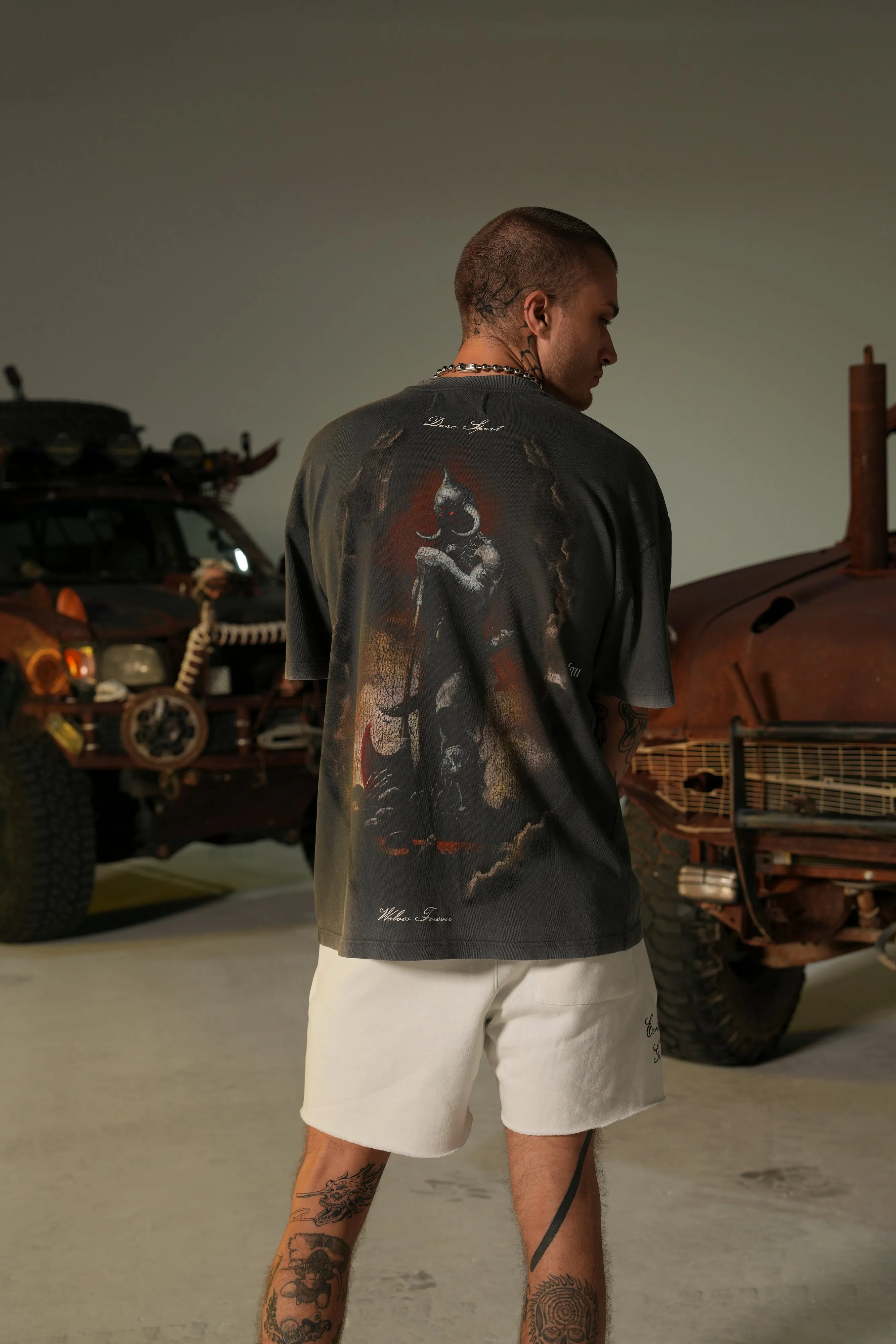 A Warriors Heaven "Premium" Oversized Tee in Wolf Gray