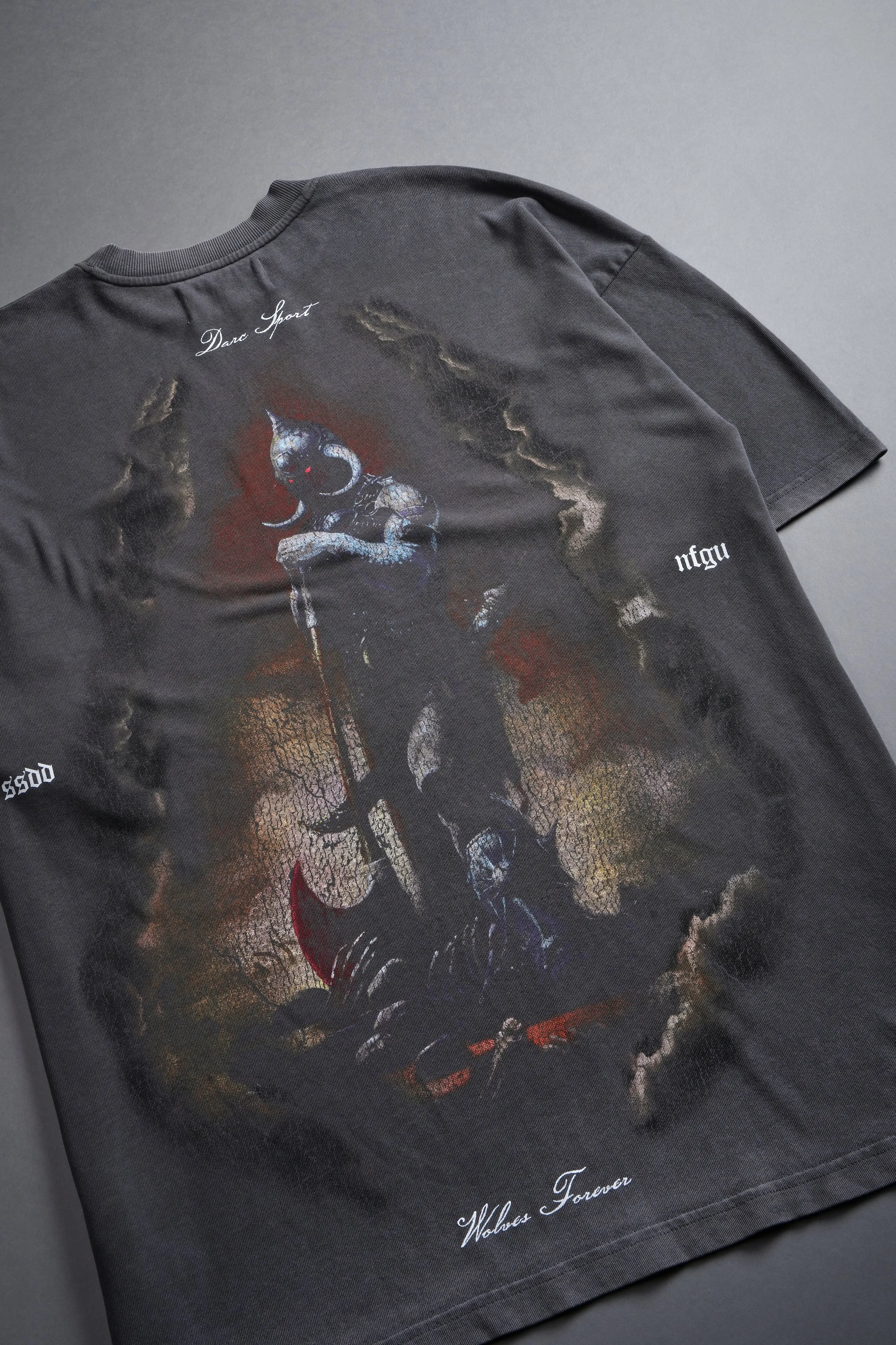 A Warriors Heaven "Premium" Oversized Tee in Wolf Gray