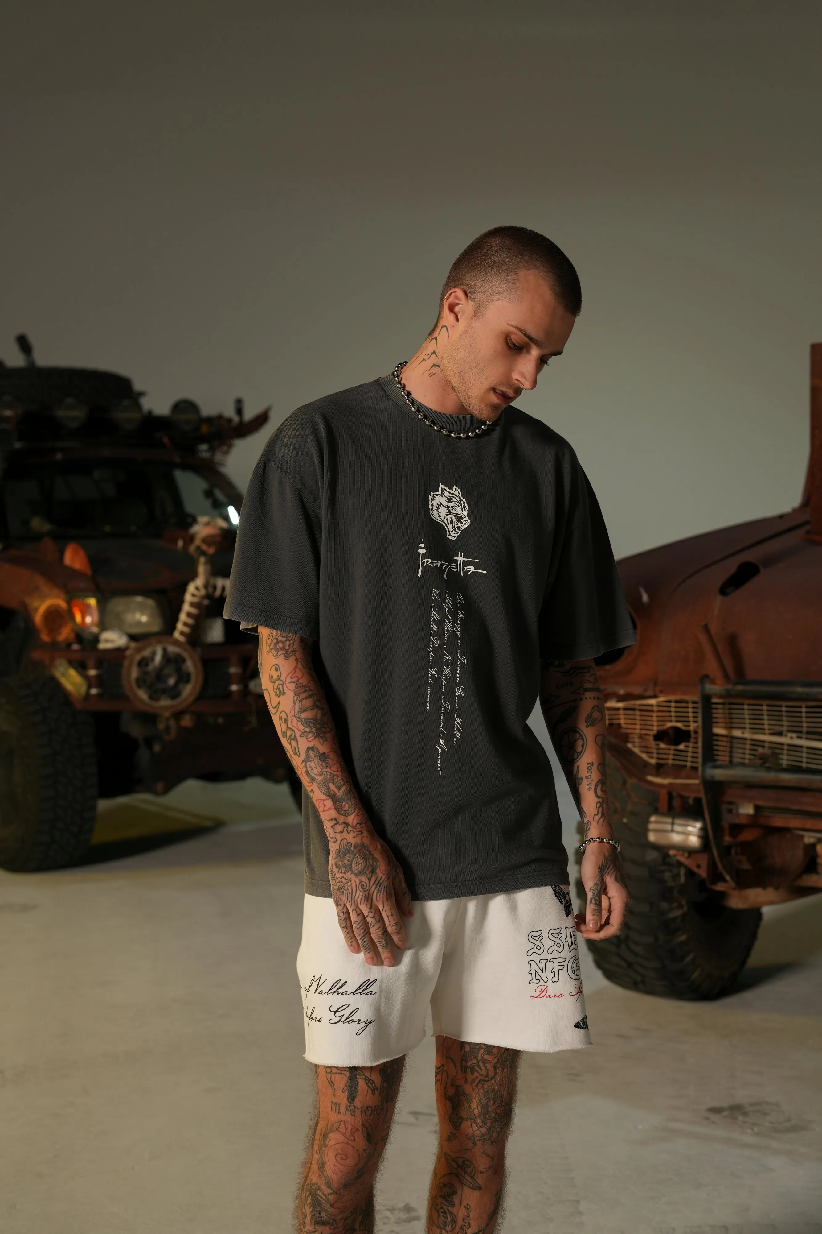 A Warriors Heaven "Premium" Oversized Tee in Wolf Gray