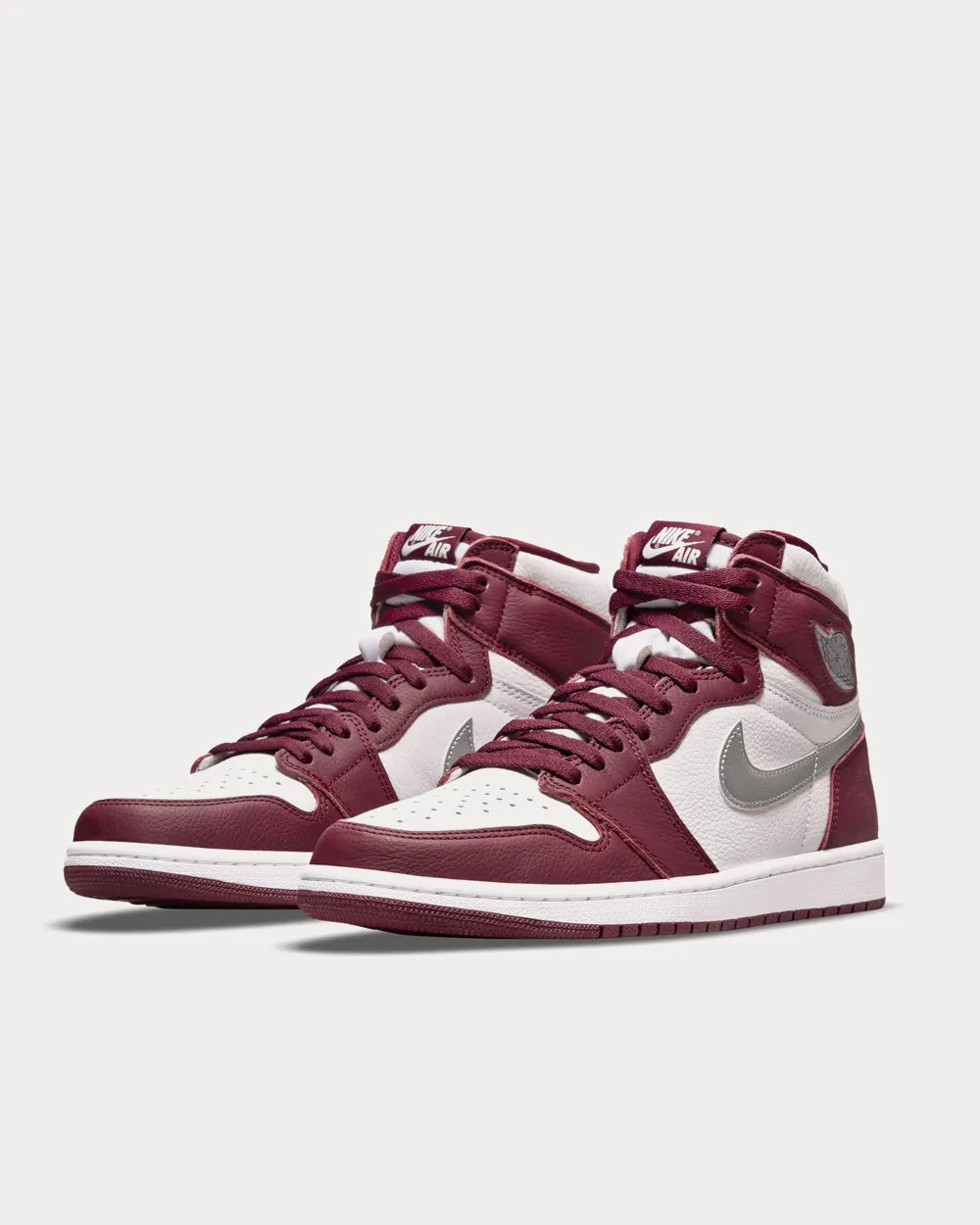Air Jordan 1 Retro High OG Bordeaux / Metallic Silver / White High Top Sneakers