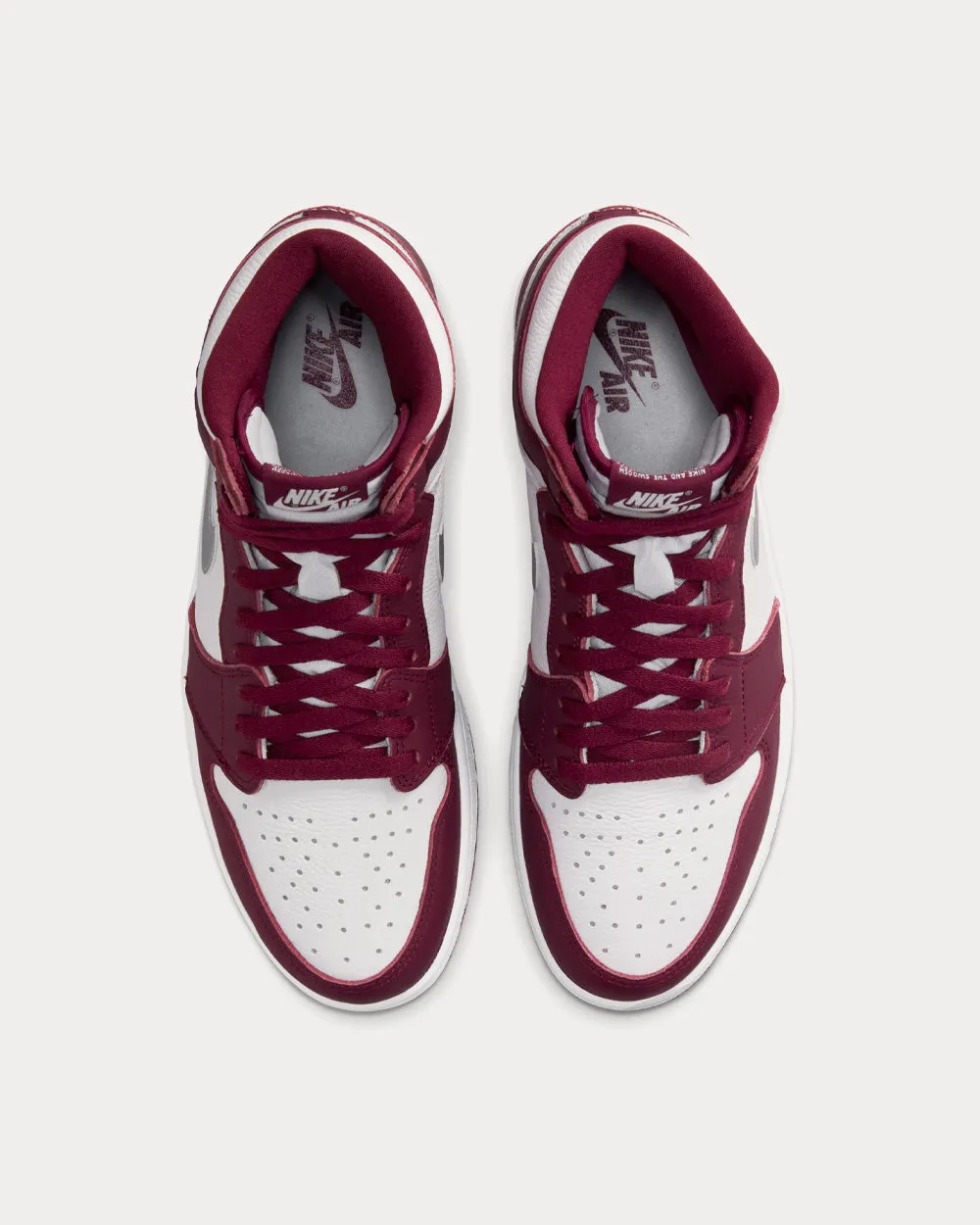 Air Jordan 1 Retro High OG Bordeaux / Metallic Silver / White High Top Sneakers