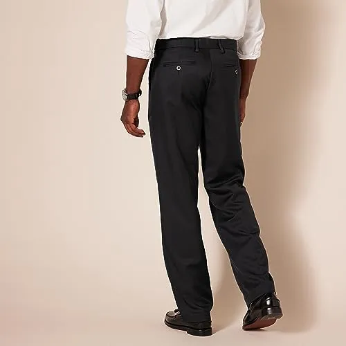 Amazon Essentials Men's Classic-Fit Expandable-Waist Flat-Front Dress Pant, Black, 31W x 29L