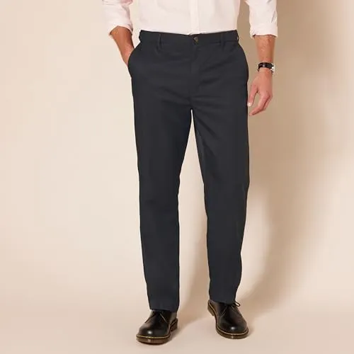 Amazon Essentials Men's Classic-Fit Expandable-Waist Flat-Front Dress Pant, Black, 31W x 29L