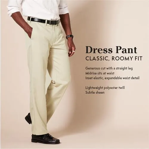 Amazon Essentials Men's Classic-Fit Expandable-Waist Flat-Front Dress Pant, Black, 31W x 29L