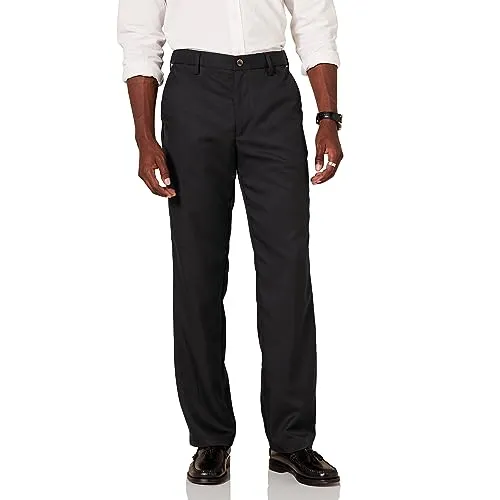 Amazon Essentials Men's Classic-Fit Expandable-Waist Flat-Front Dress Pant, Black, 31W x 29L