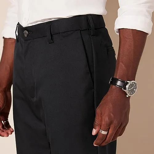 Amazon Essentials Men's Classic-Fit Expandable-Waist Flat-Front Dress Pant, Black, 31W x 29L