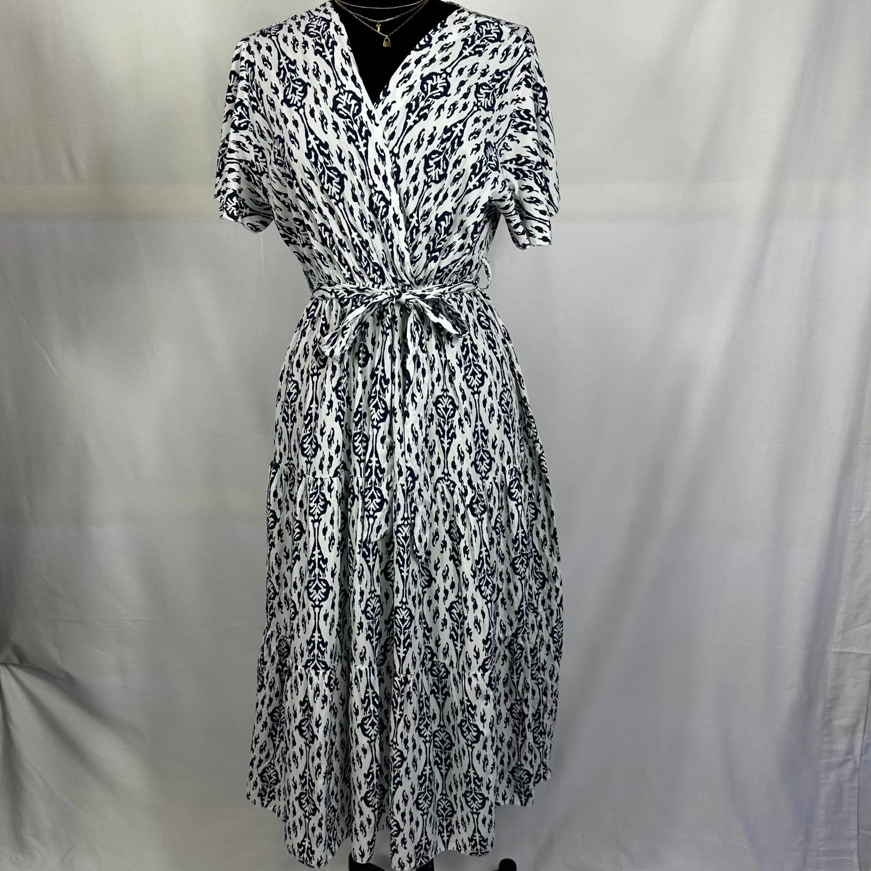 Cross V-Neck Waist Tie Italian Dress