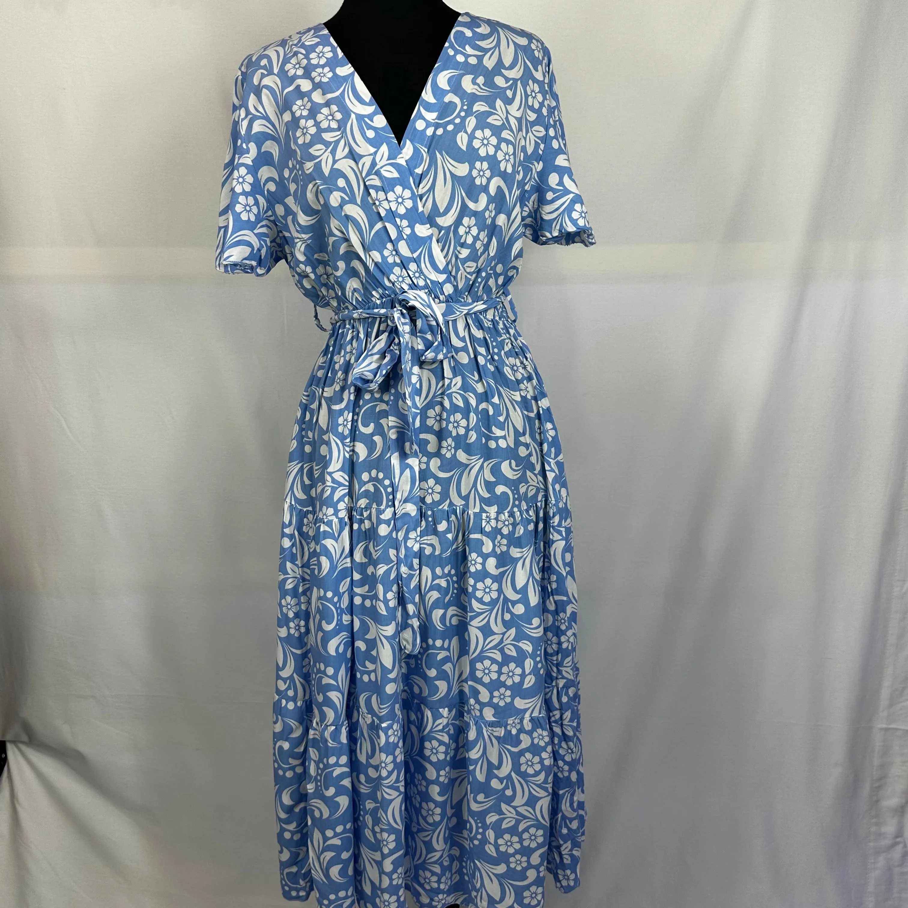 Cross V-Neck Waist Tie Italian Dress
