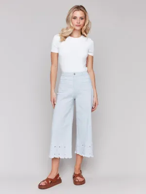 Embroidered Scallop Jeans