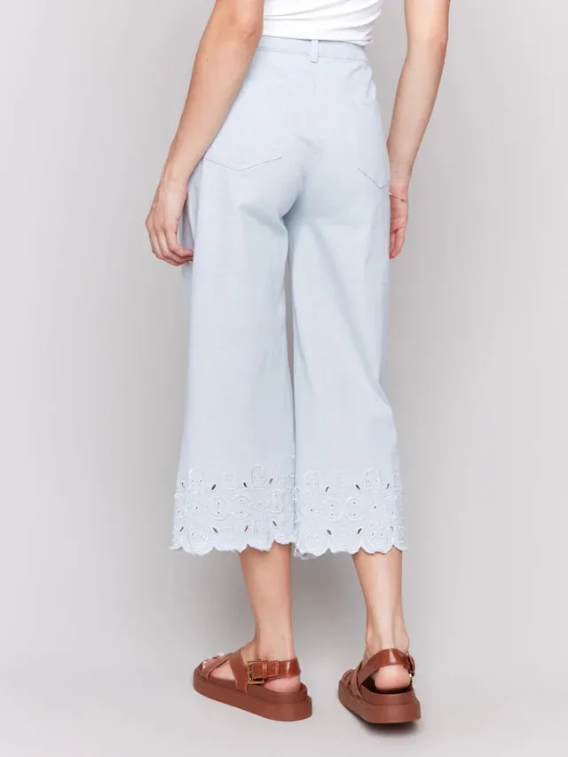Embroidered Scallop Jeans