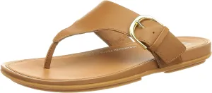 FitFlop Gracie Light Tan Adjustable Buckle Strap Open Round Toe Slip On Sandals
