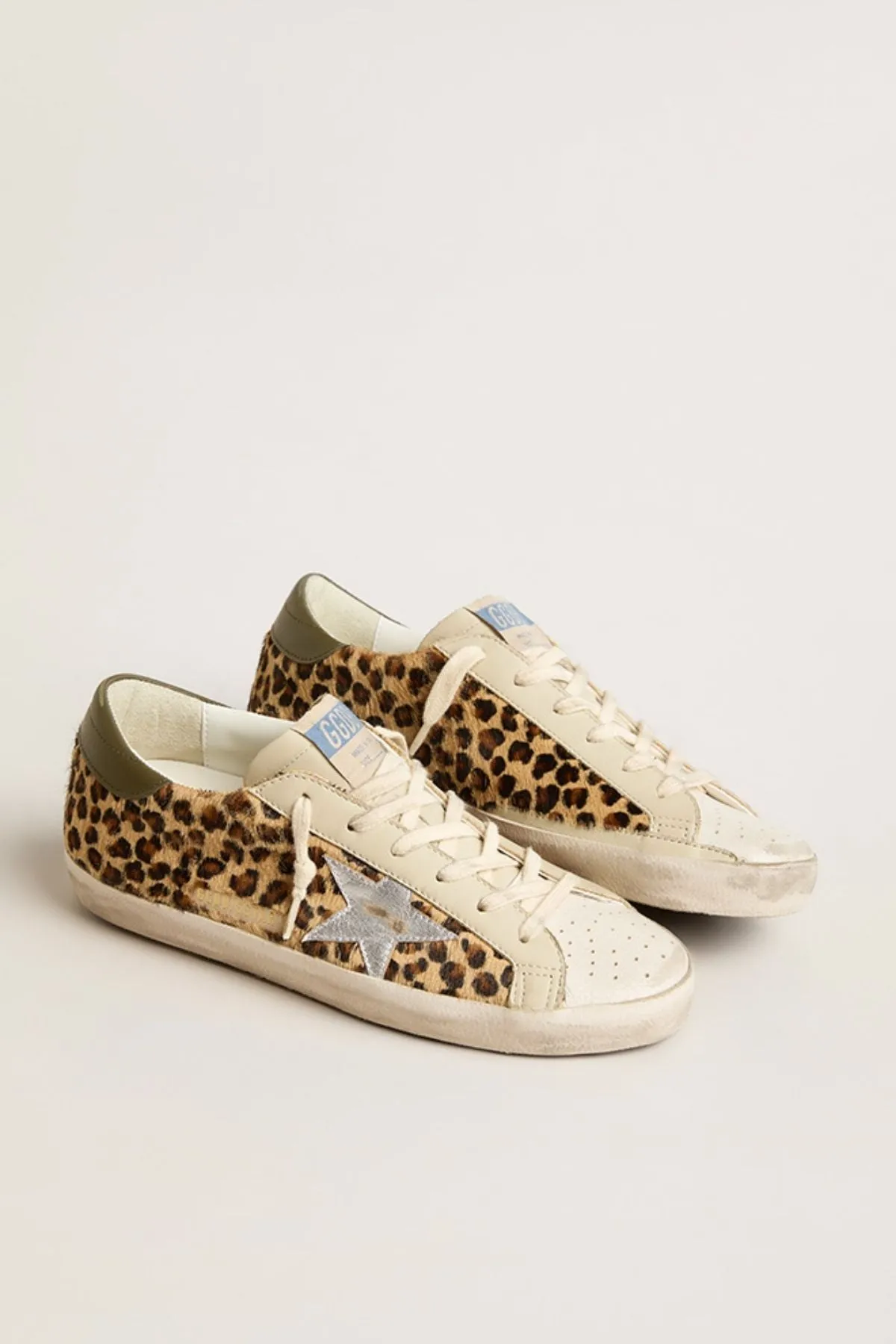 Golden Goose Super Star Sneaker - Leopard/ Silver/ Olive