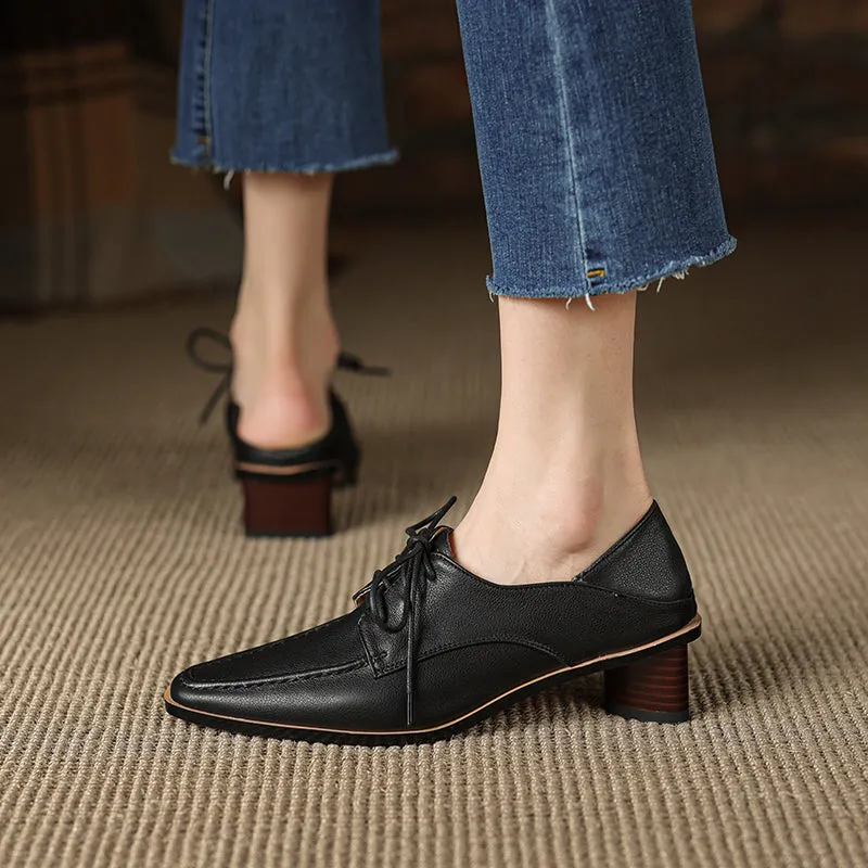 Inaya Womens Oxford Heels Black