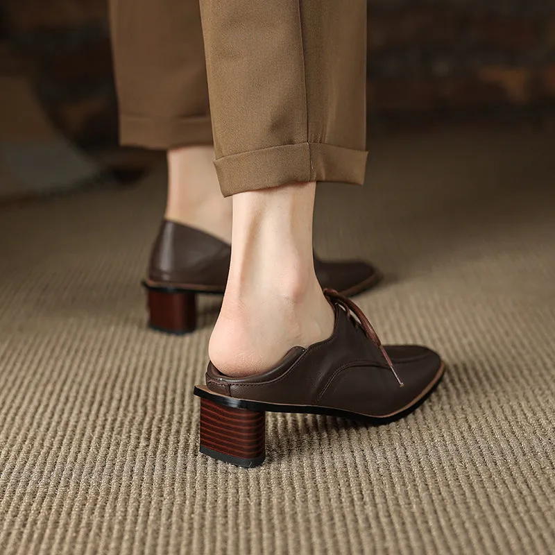 Inaya Womens Oxford Heels Brown