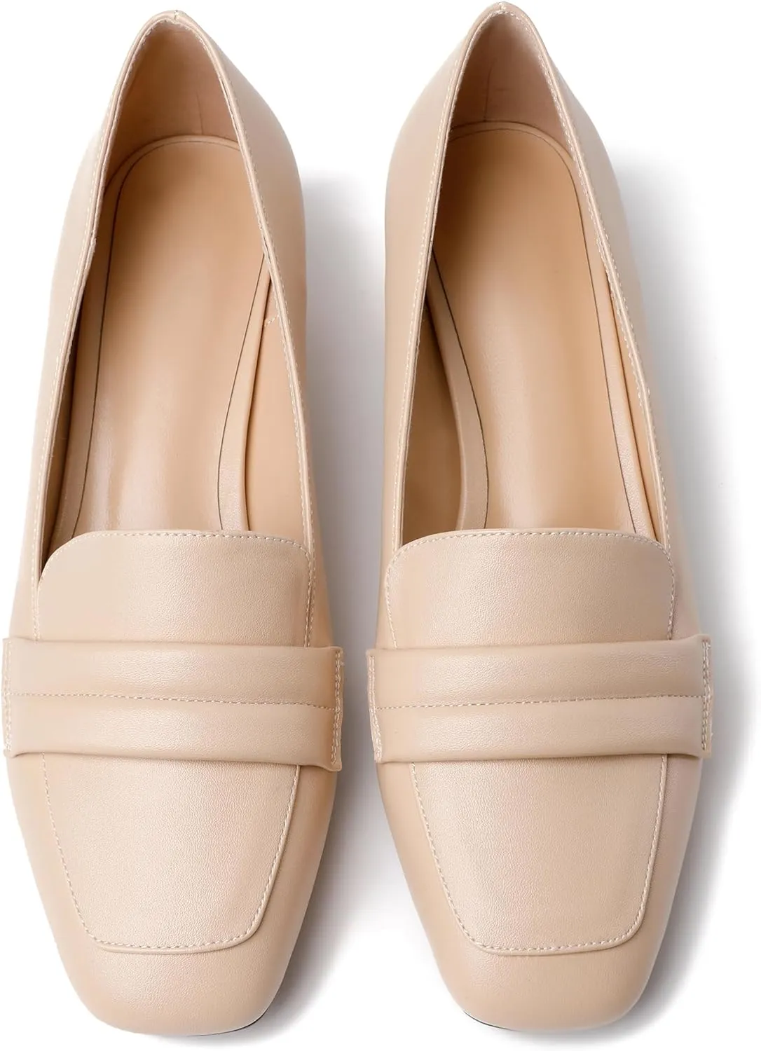 Joseywade Women Low Block Chunky Heel Pumps Square Toe Slip On 1.5'' Closed Toe Loafer Shoes for Wedding Office Evening Workplace