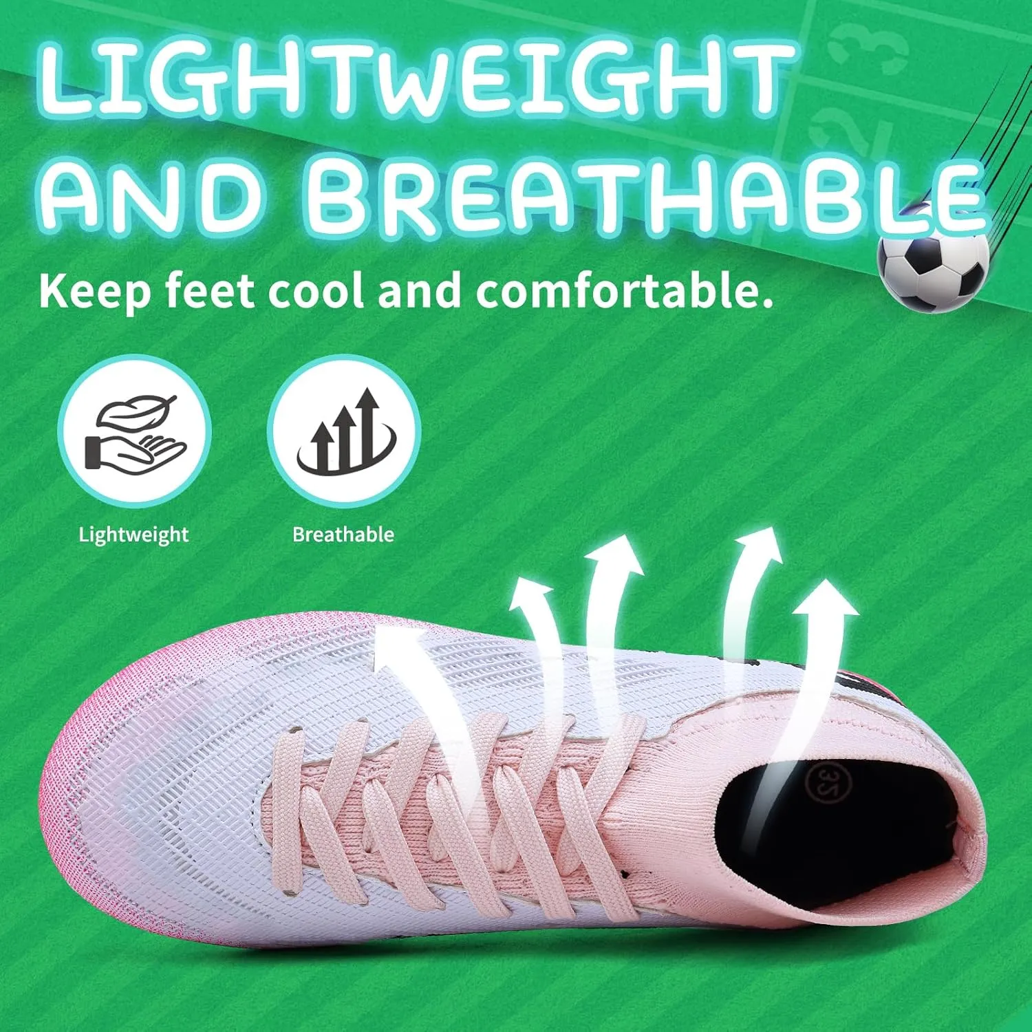 Kids Soccer Cleats Boys Football Cleats Girls Turf Soccer Shoes AG/FG