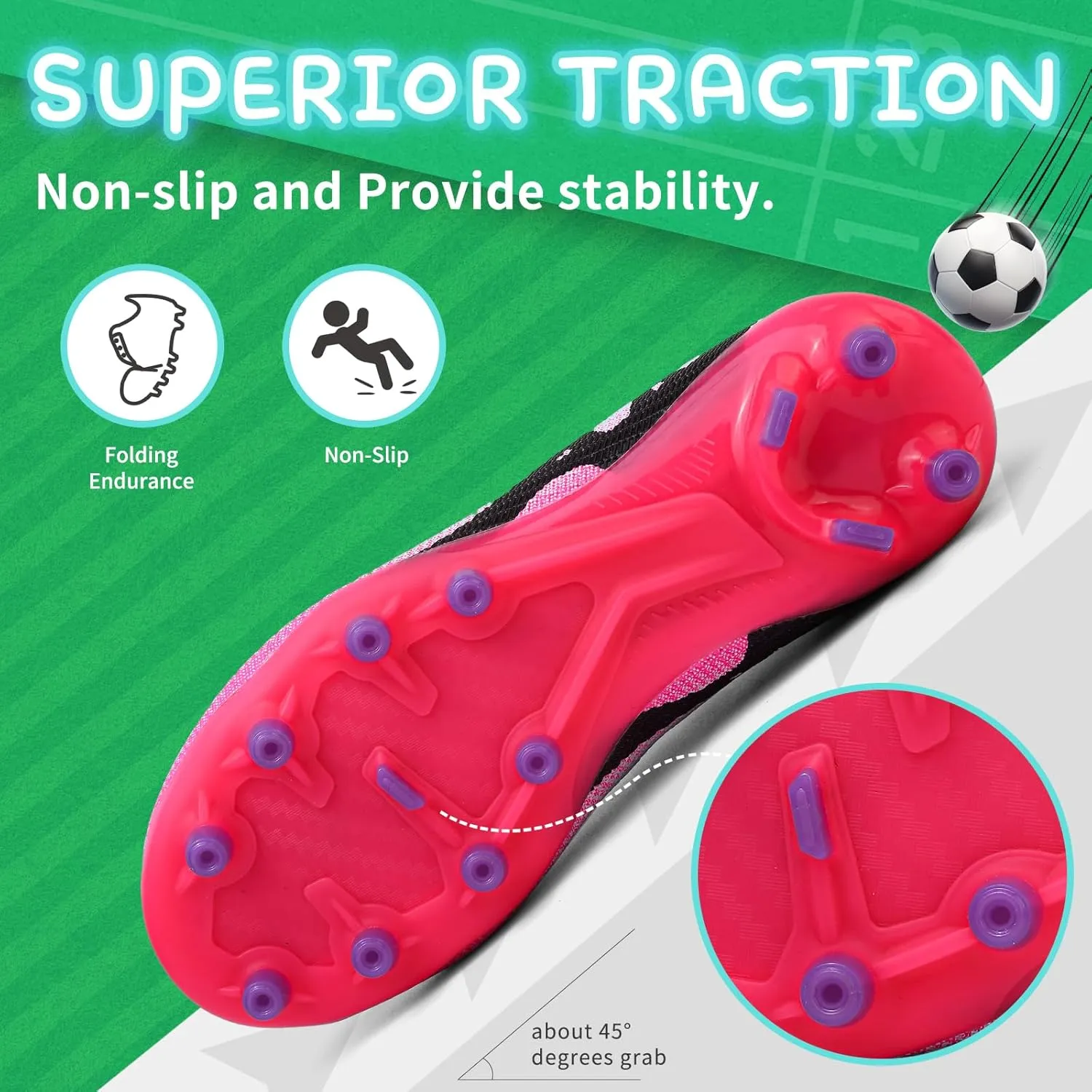 Kids Soccer Cleats Boys Football Cleats Girls Turf Soccer Shoes AG/FG