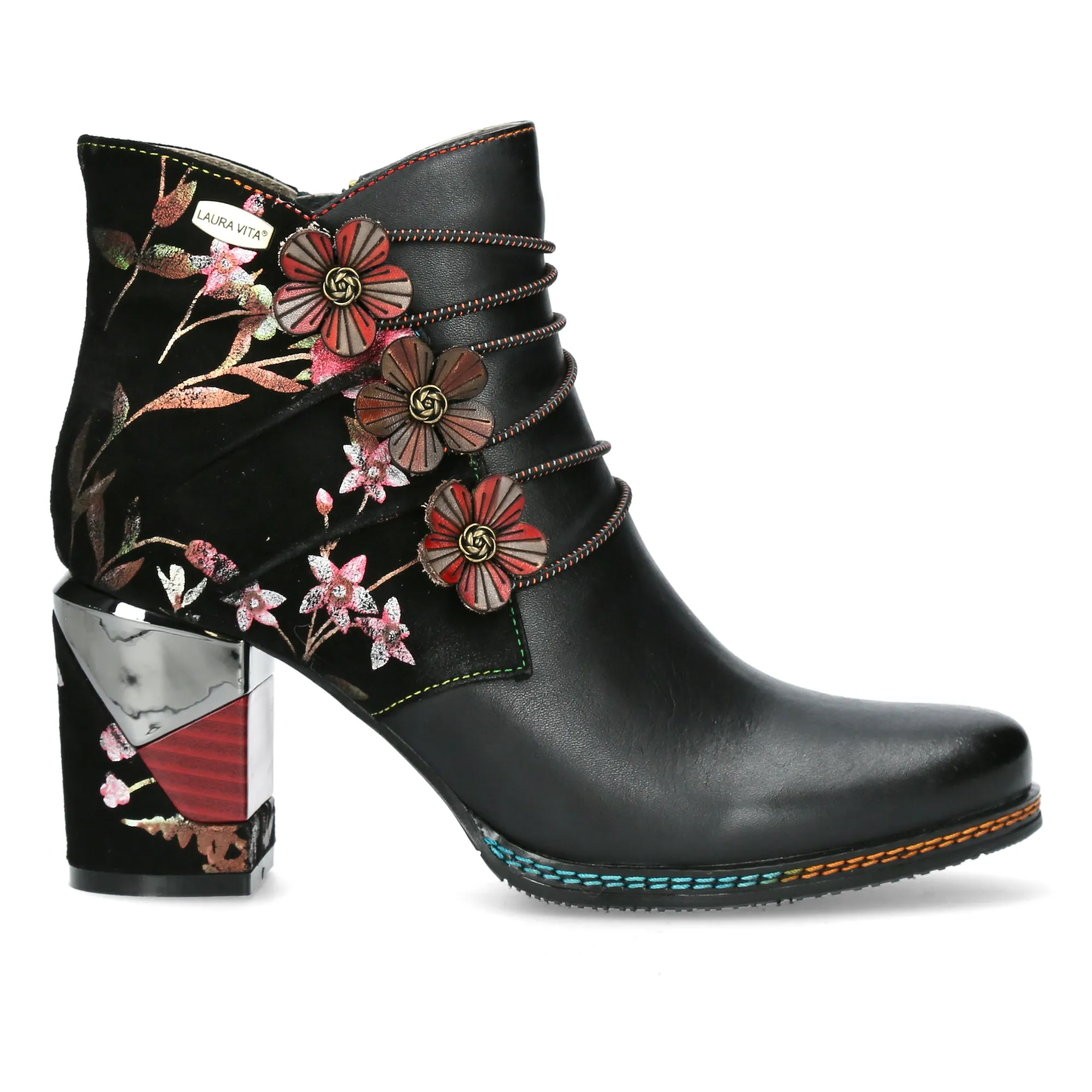 Laura Vita Maevao 0123 NOIR Leather Black Heel Ankle Boot