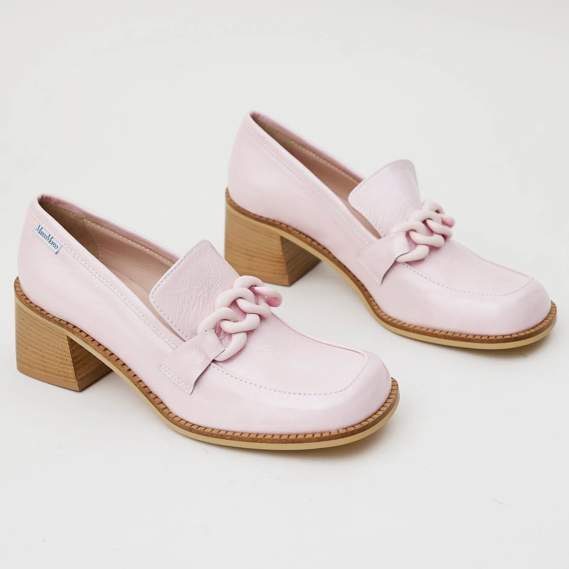 Marco Moreo Pink Patent Heeled Brogues