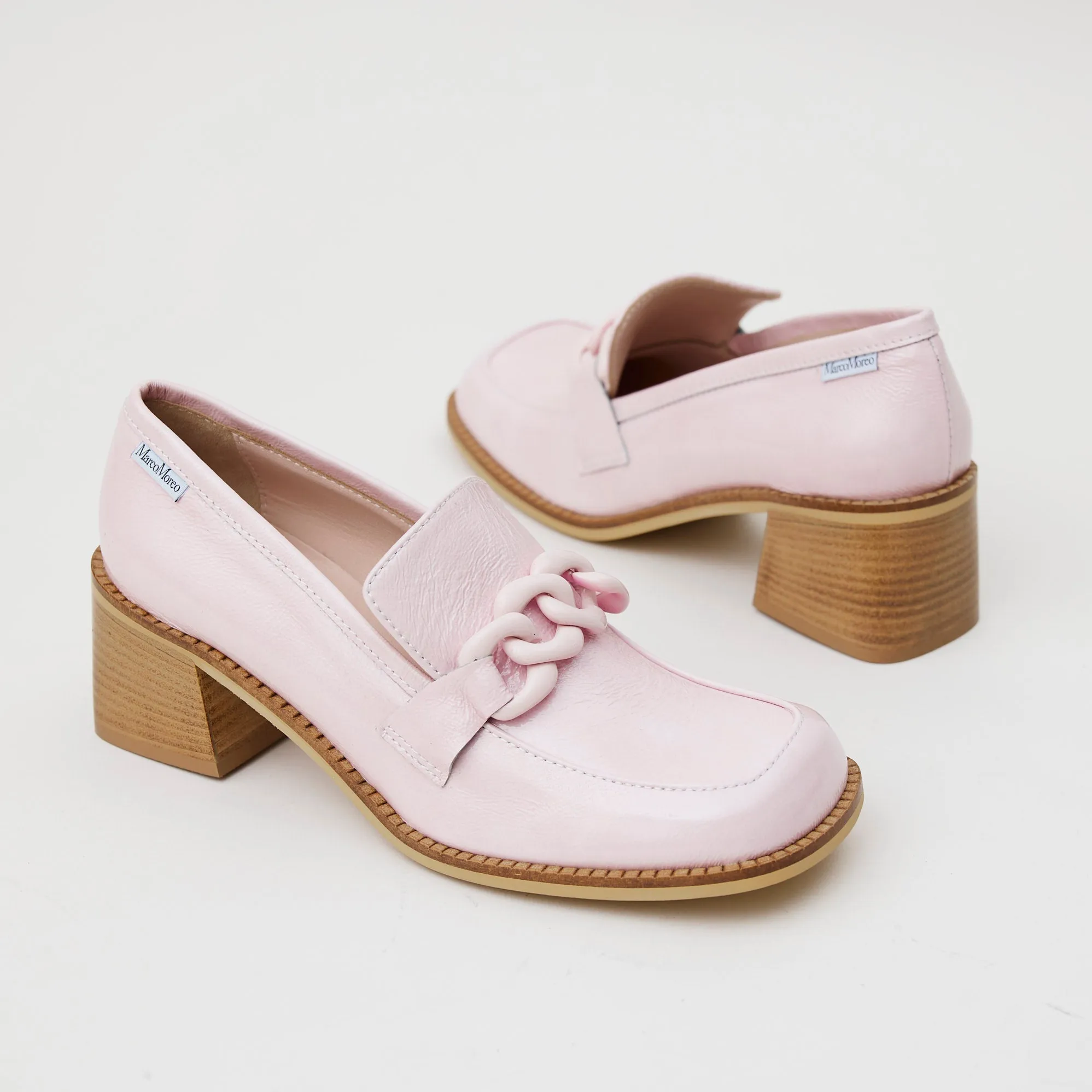Marco Moreo Pink Patent Heeled Brogues