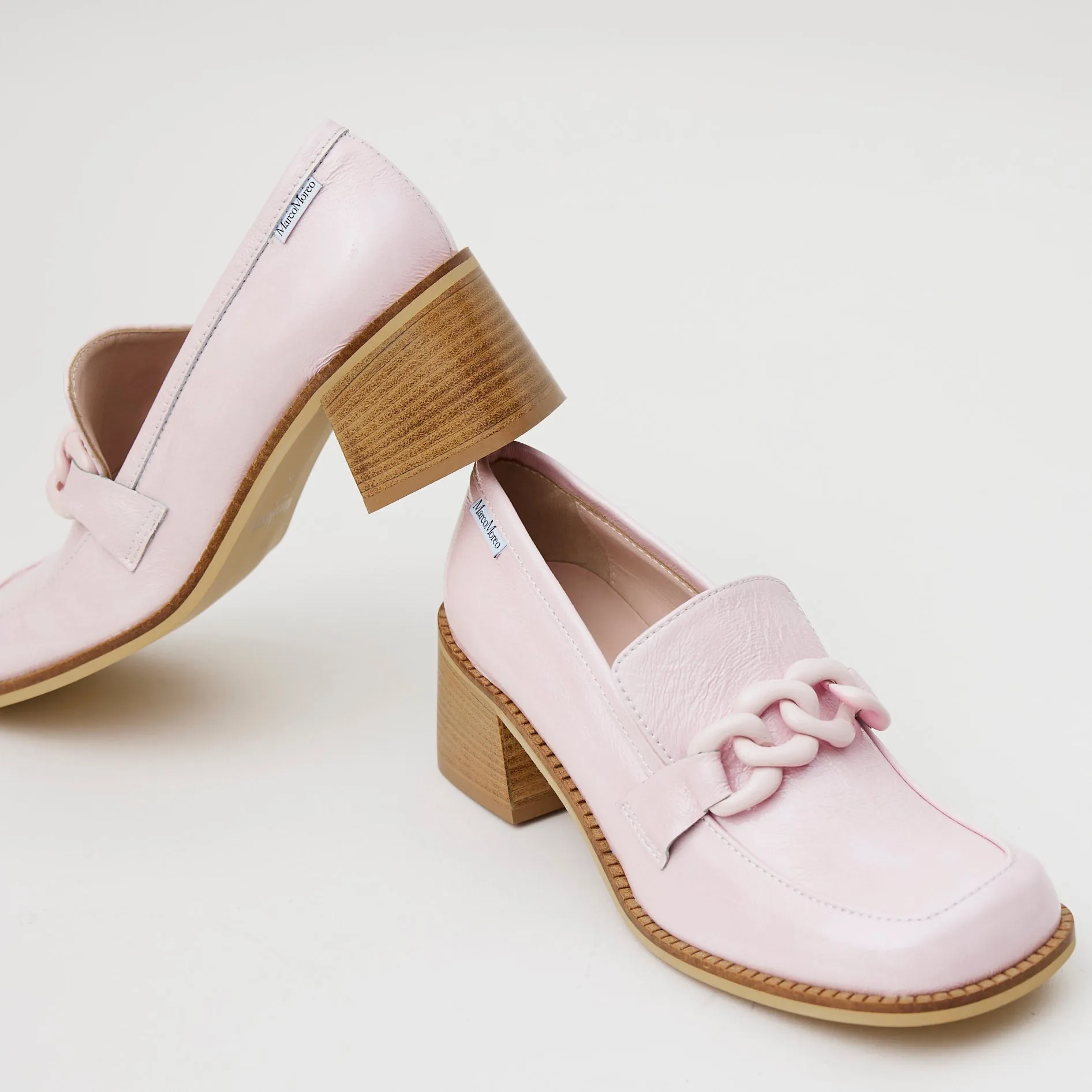 Marco Moreo Pink Patent Heeled Brogues