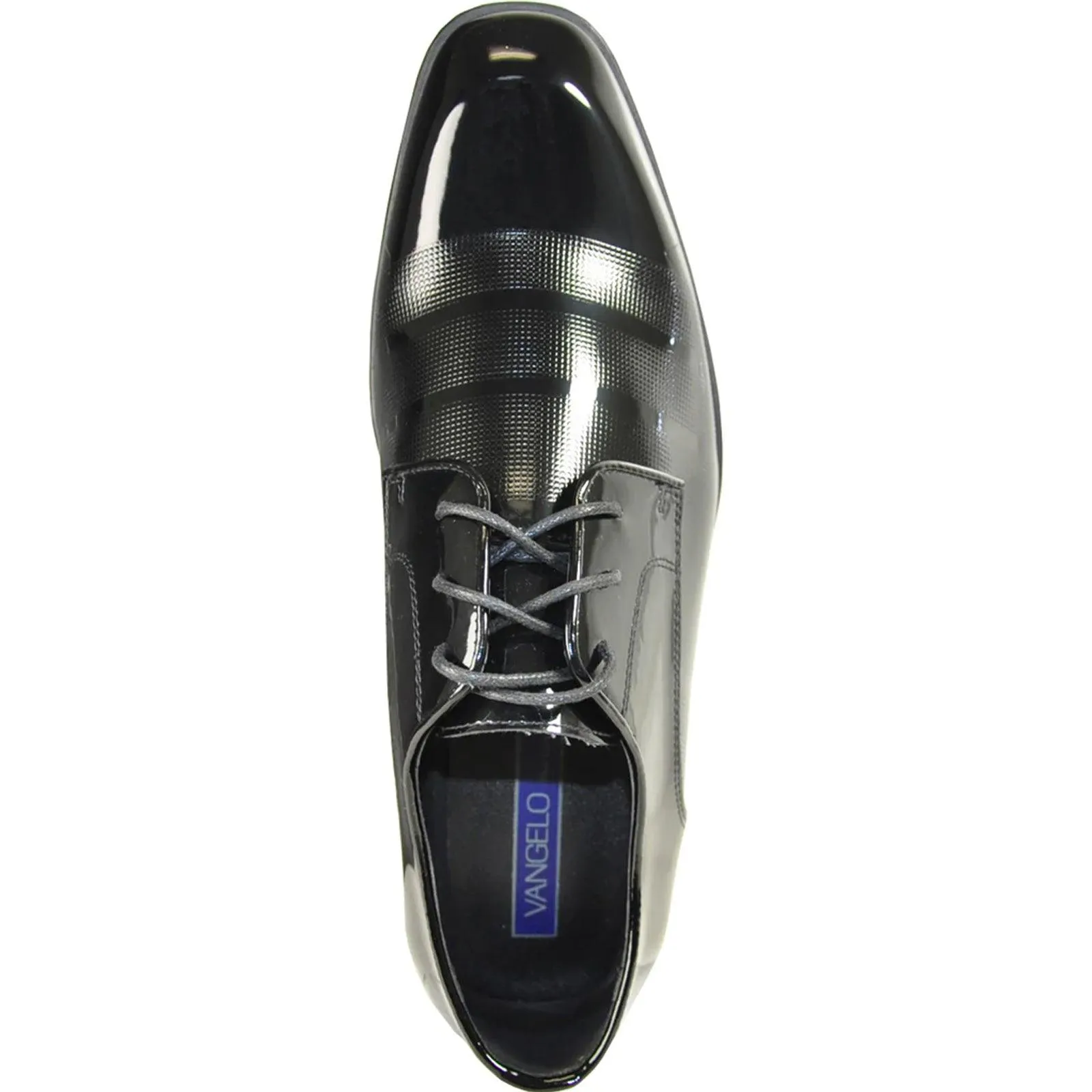 "Bravo Men's Textured Patent Lace-Up Oxford Tuxedo Dress Shoe - Black"