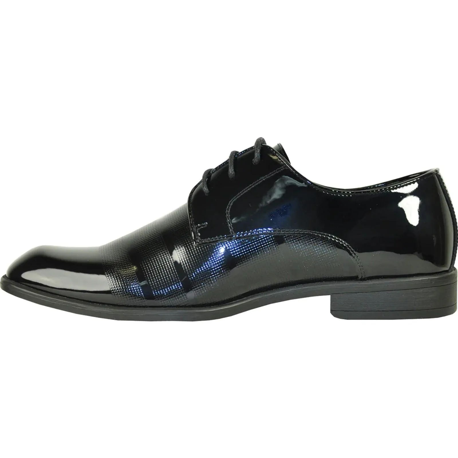 "Bravo Men's Textured Patent Lace-Up Oxford Tuxedo Dress Shoe - Black"