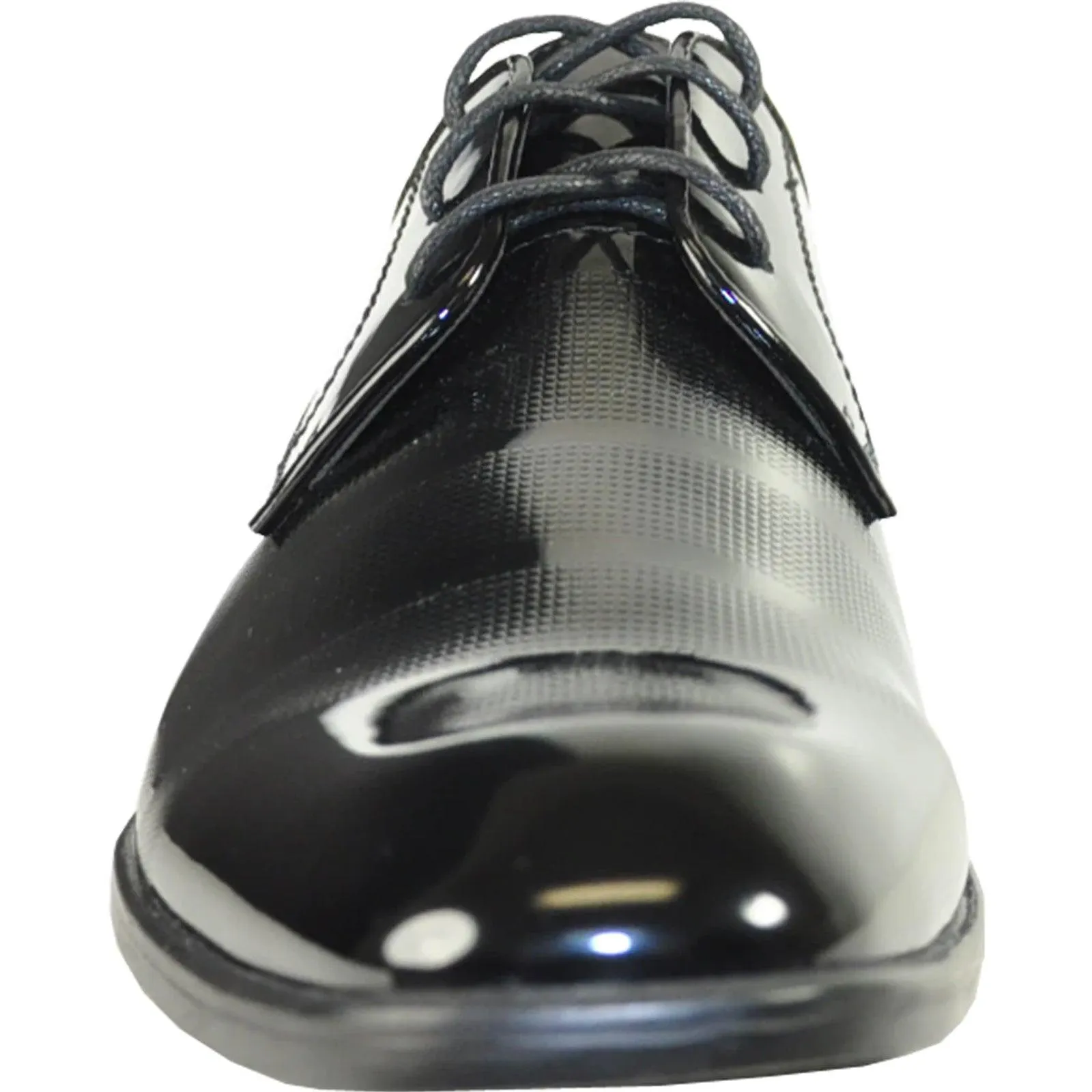 "Bravo Men's Textured Patent Lace-Up Oxford Tuxedo Dress Shoe - Black"
