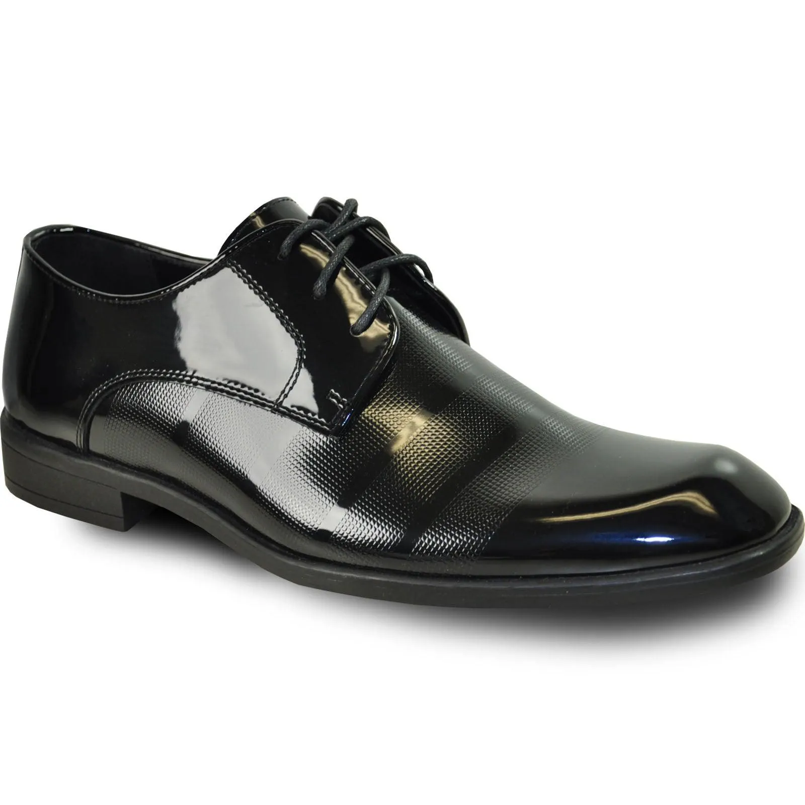 "Bravo Men's Textured Patent Lace-Up Oxford Tuxedo Dress Shoe - Black"
