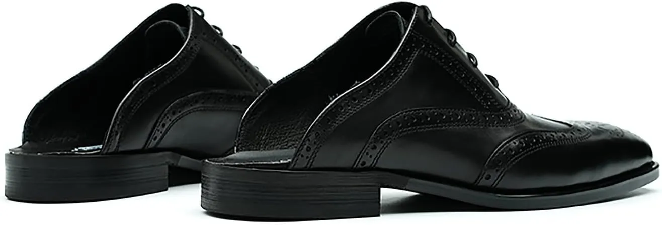 Santimon Mens Mules Slip On Casual Dress Clogs Leather Walking Loafers Shoes Fashion Wedding Breathable Business Formal Oxfords Summer Slippers Shoes for Men