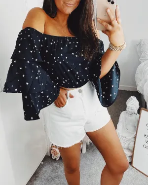 Stars in their Eyes Black Bardot top