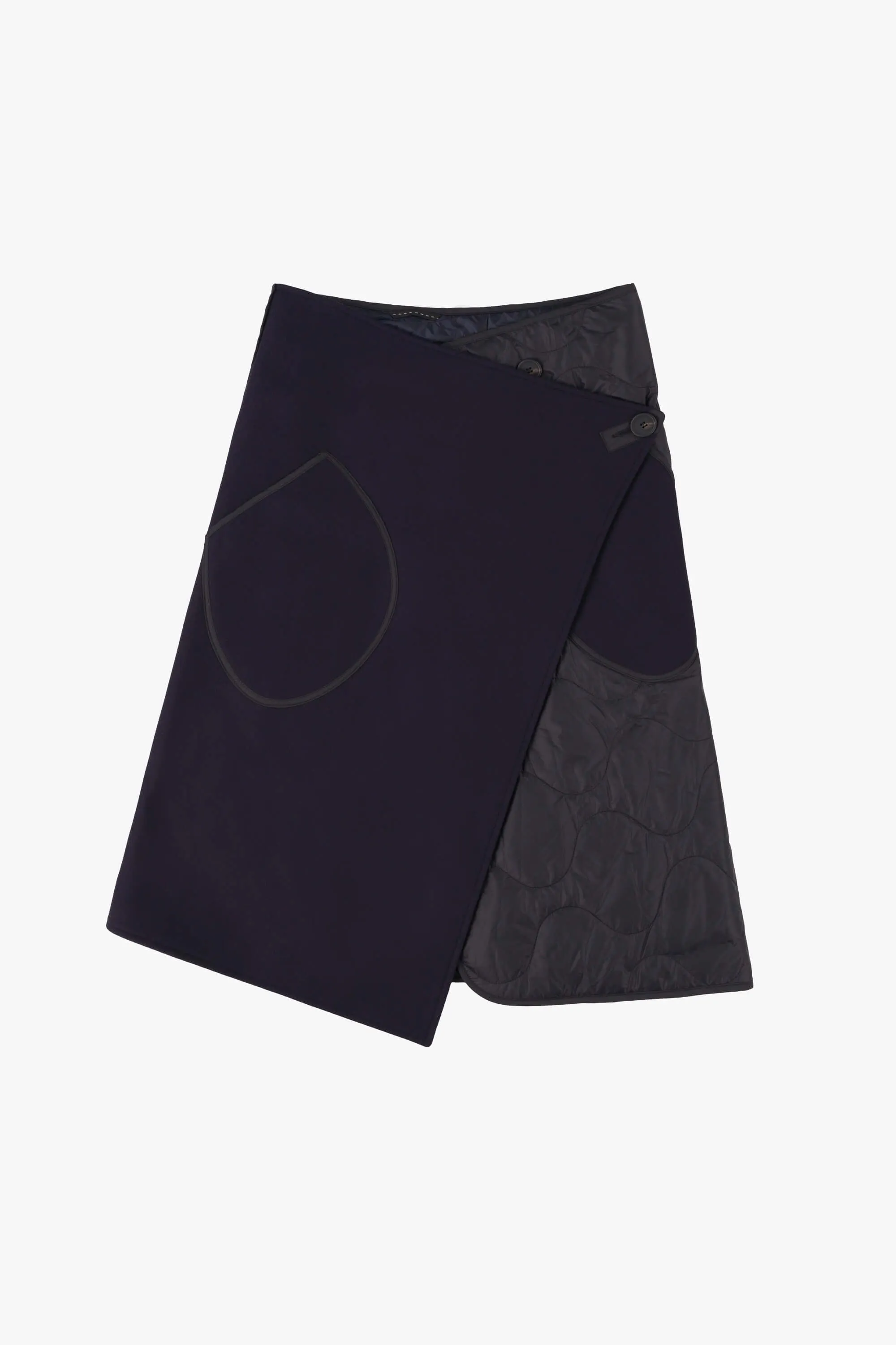 Wool Quilt Skirt - Navy / Black