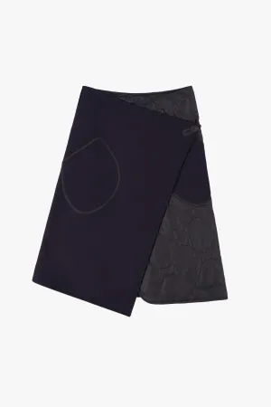 Wool Quilt Skirt - Navy / Black