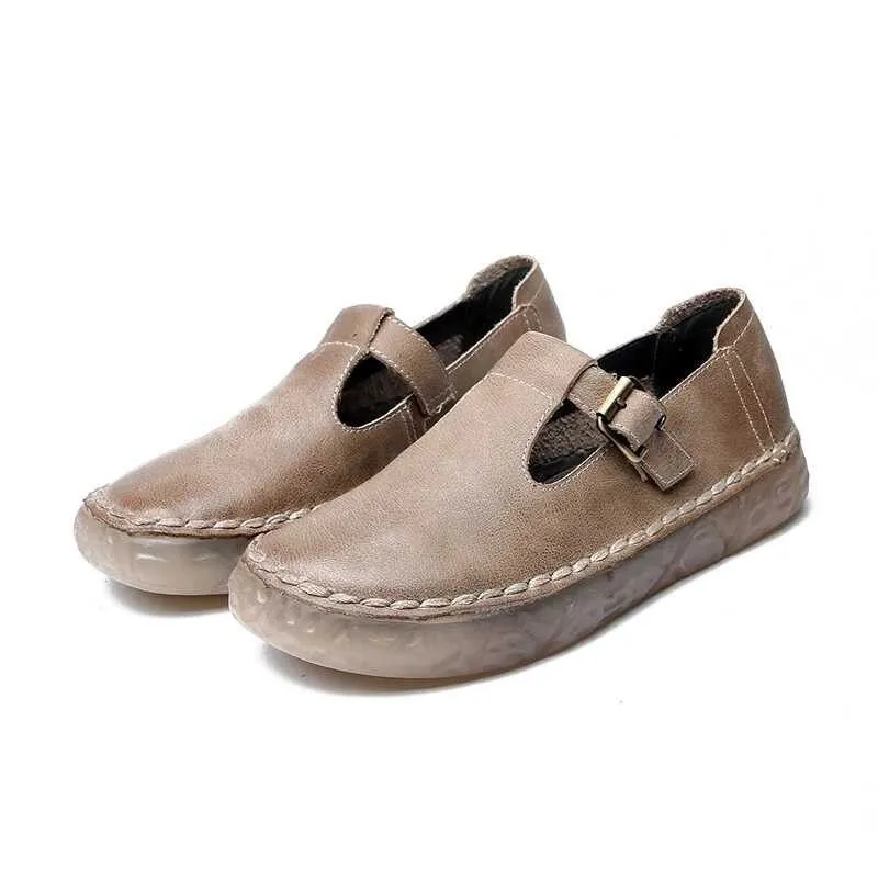 xiangtuibao Women shoes new shoes women genuine leather casual spring footwear retro oxford shoes flat Simple non-slip mother